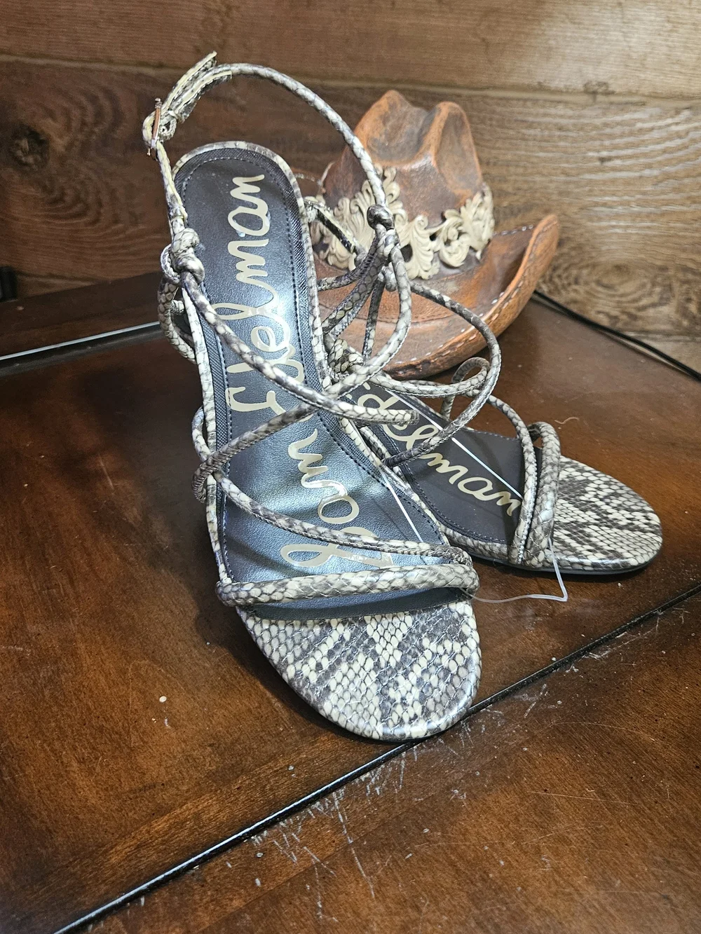 Sam Edelman Brown Snakeskin Strappy Heeled Sandals